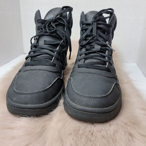 adidas Hoops 3.0 Black Men's Mid Cut Basketball Inspired Shoes Sneakers  10 - Picture 2 of 9